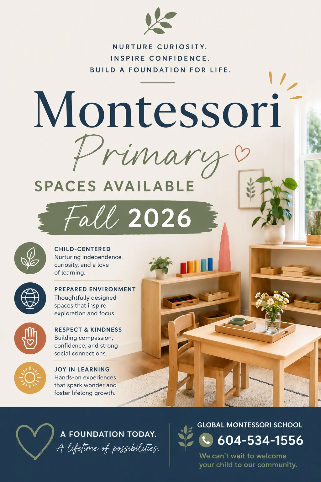 Global Montessori School Primary program availability notice